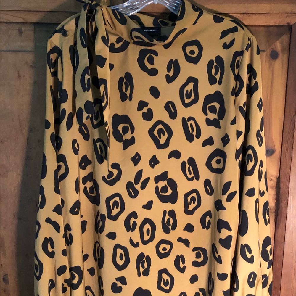 Who What Wear Tan and Black Patterned Dress